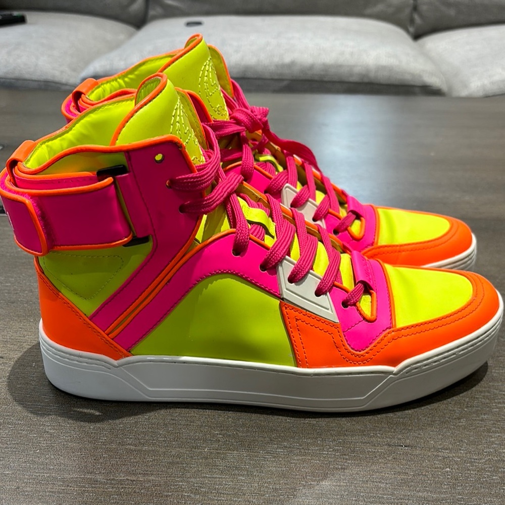 Gucci Pink and Orange Sneakers Vibrant High-Tops